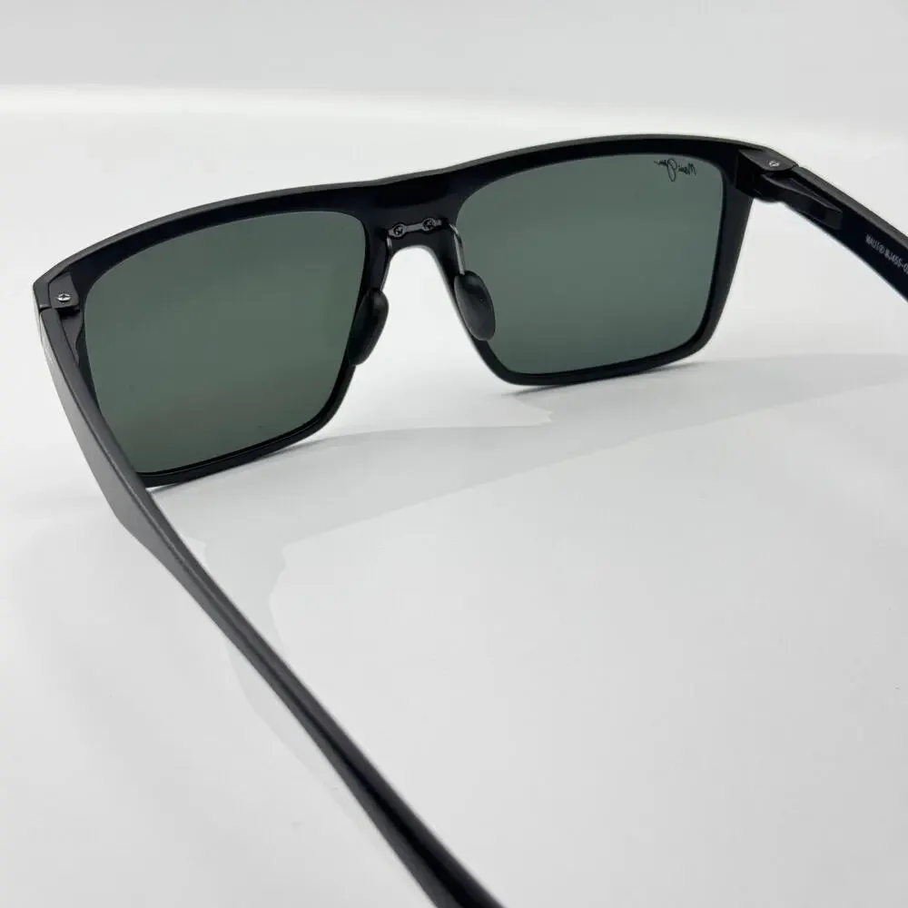 Maui Jim Sunglasses Honokalani MP-BG MJ455-02 Black Square Gray Polarized Lens